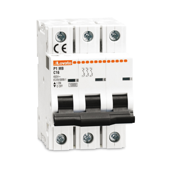 Picture of P1MB3PC Series Three Pole UL1077 DIN Rail Miniature Circuit Breaker by Lovato