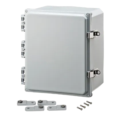 Picture of H12106HLL Polycarbonate enclosure 12x10x6 (in) with hinged cover, latches, feet, UL/cUL listed, IP66 by Integra Enclosures, Ltd.