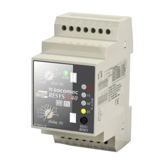 Picture of 49413130 RESYS N40 24-230V AC/DC Ground Leakage Monitoring Relay NFC Communication by Socomec